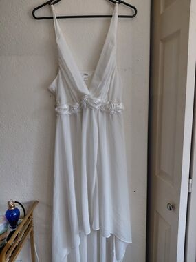 White Floral-Embellished V-Neck Maxi Dress